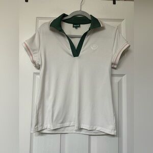 Elegant White and Green Short Sleeve Polo by Fore All